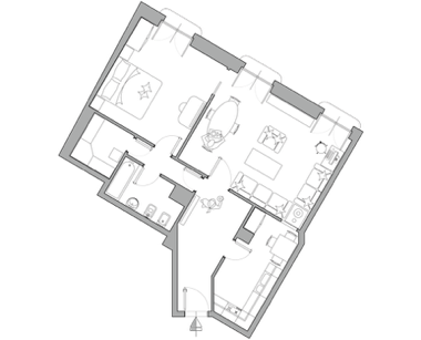 Superior One bedroom apartment - Plan